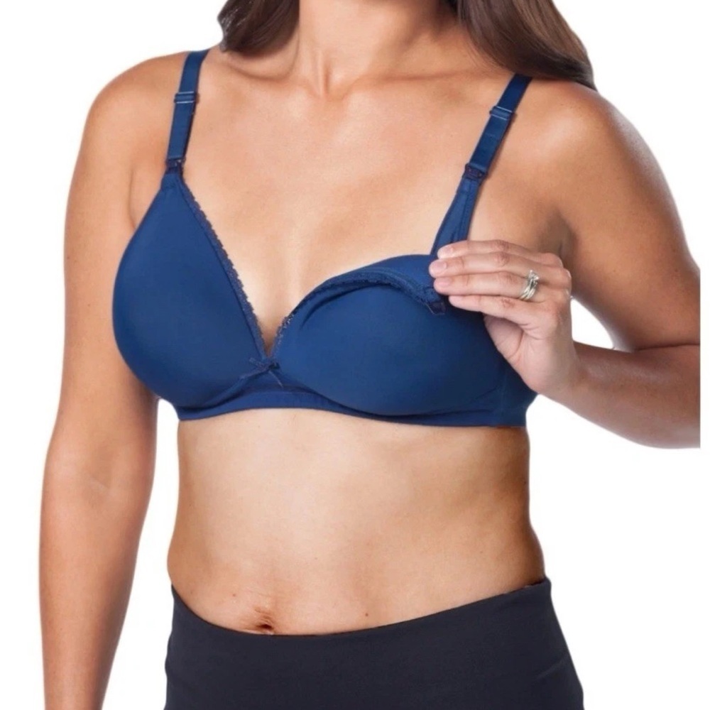 Loving Moments by Leading Lady Women's Molded Wirefree Bra, Blue,‎ 36D
